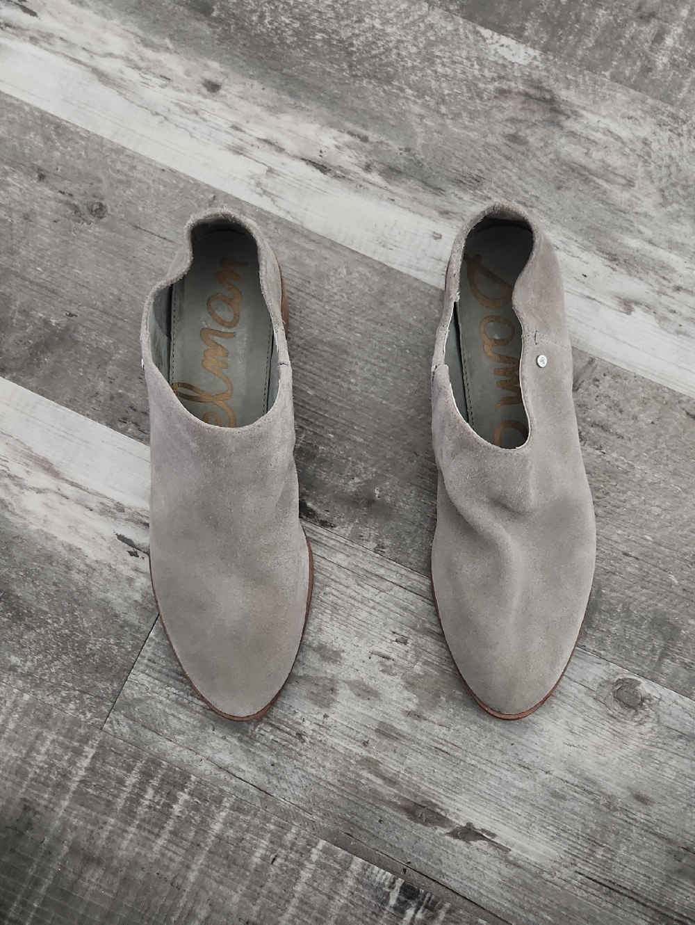 Sam Edelman  Suede Slip-On Mules in Light Gray
